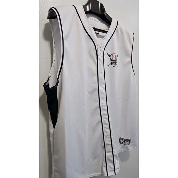 3XL Holloway White/Navy Baseball jersey With Left Baseball Skull Chest Logo - Picture 4 of 8